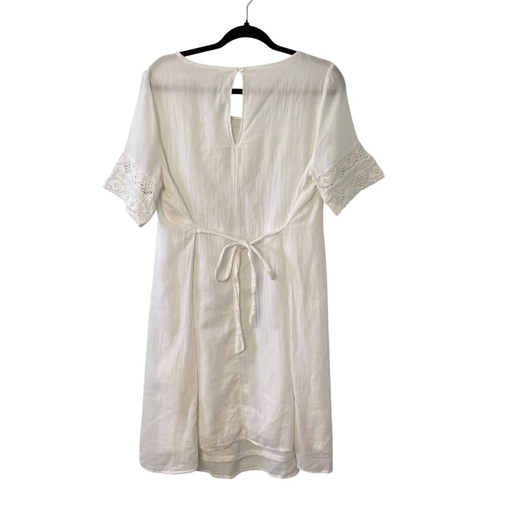 Old Navy Maternity Dress M White Cotton Crochet Ethereal Short Sleeve Peasant - Picture 2 of 7